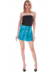 Light Blue Sequin Skirt - Womens 70s Disco Costumes 
